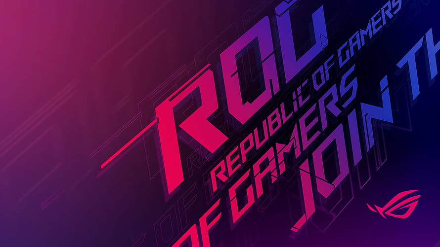 ASUS ROG Republic of Gamers Logo with Purple and Blue Gradient Background HD wallpaper