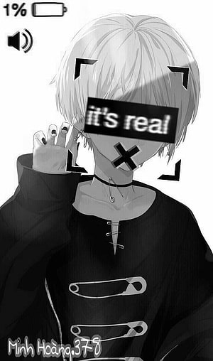 Monochrome Anime Boy With Safety Pins and Censored Eyes HD phone wallpaper