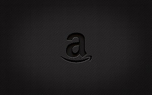 Amazon Carbon Fiber Logo on Dark Grunge Textured Background HD wallpaper