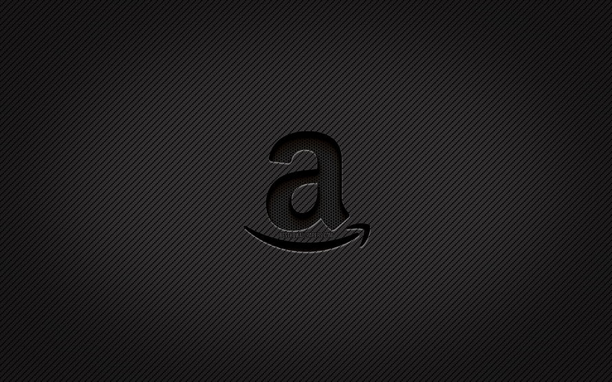 Amazon Carbon Fiber Logo on Dark Grunge Textured Background HD wallpaper