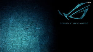 Asus Republic of Gamers Dark Blue Scratched Metal Gaming Logo Wallpaper HD wallpaper
