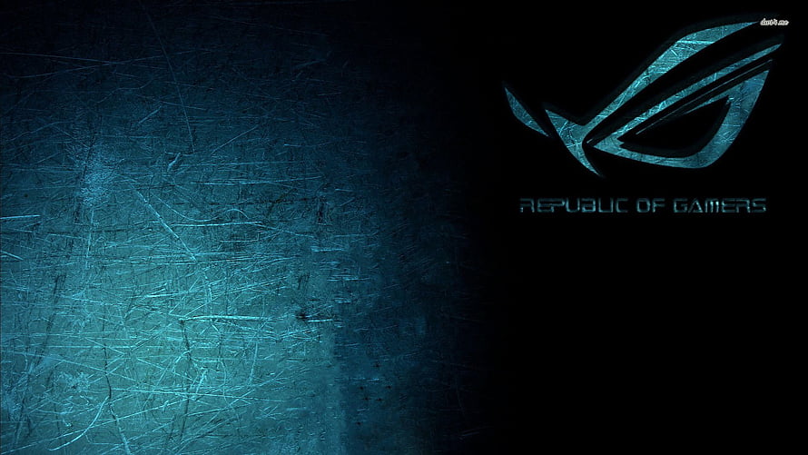 Asus Republic of Gamers Dark Blue Scratched Metal Gaming Logo Wallpaper HD wallpaper