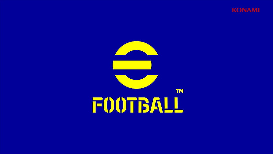 eFootball Konami Logo on Deep Blue Background HD wallpaper
