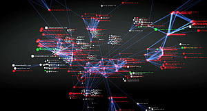 Cybersecurity Network Graph with Glowing Nodes and Connections on Dark Background HD wallpaper