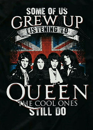 Queen Tribute Poster Featuring Band Members and Union Jack Flag Design HD phone wallpaper