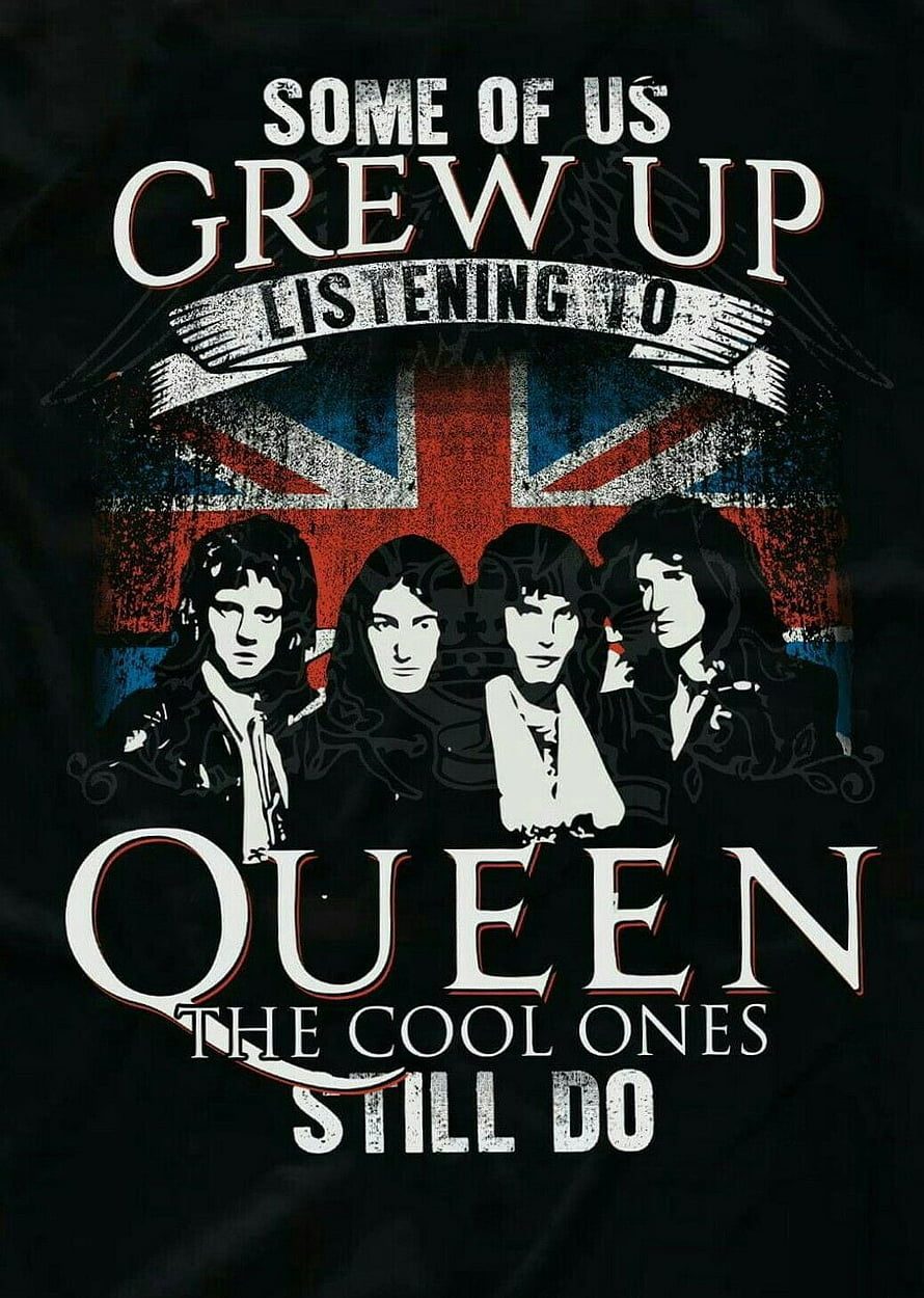 Queen Tribute Poster Featuring Band Members and Union Jack Flag Design HD phone wallpaper