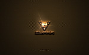 Cupra Golden Emblem on Textured Brown Metal Background HD wallpaper