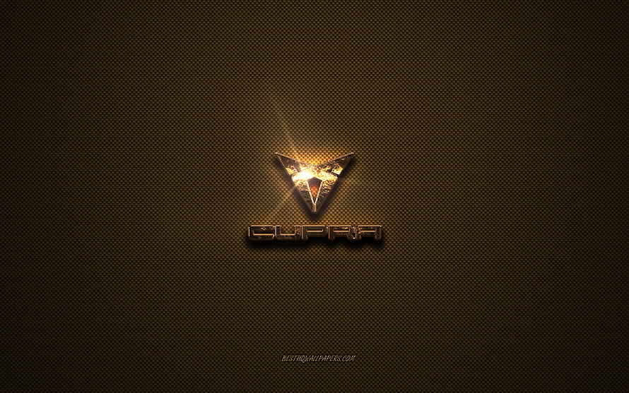 Cupra Golden Emblem on Textured Brown Metal Background HD wallpaper