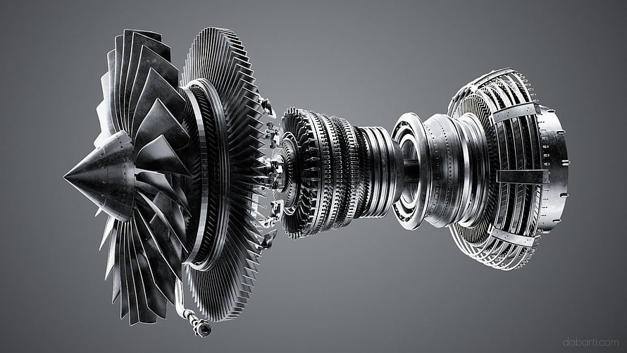 CFM56 Jet Engine Cutaway View Showing Turbine Blades and Compressor Stages HD wallpaper