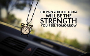 Motivational Quote About Strength Hanging From Car Mirror With Vintage Alarm Clock HD wallpaper