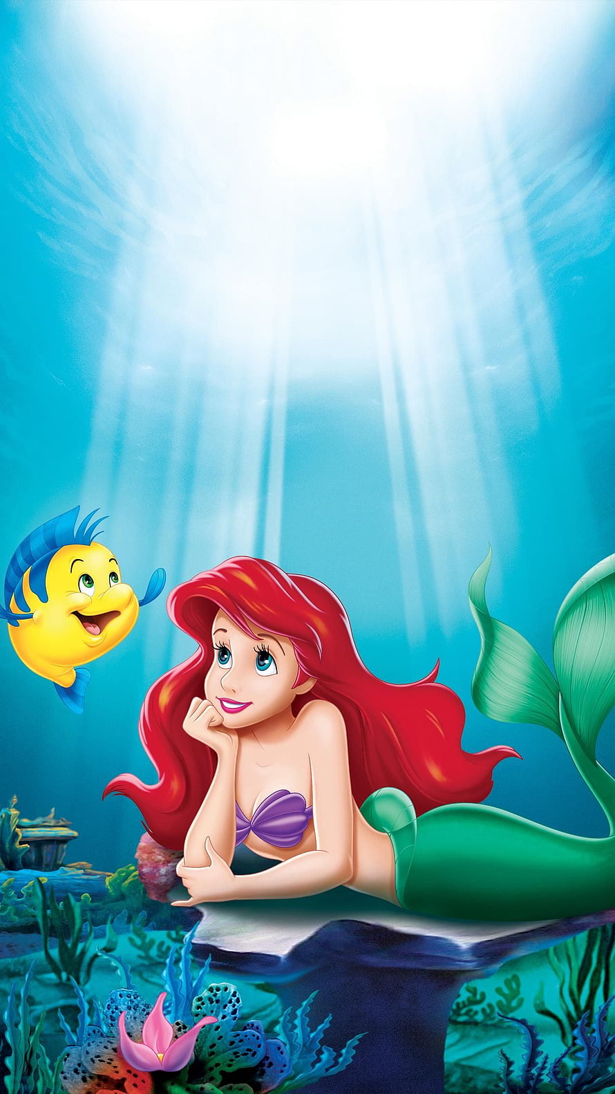 Ariel and Flounder Underwater Scene from The Little Mermaid Disney Animated Classic HD phone wallpaper