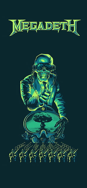 Megadeth Skull Soldier Nuclear Mushroom Cloud Military Illustration HD phone wallpaper