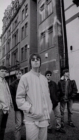 Oasis Band Members in Black and White Street Portrait HD phone wallpaper