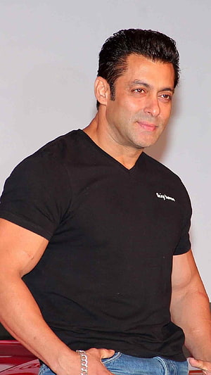 Salman Khan in Black V-Neck T-Shirt and Jeans, Salman Khan, Bollywood, Hero HD phone wallpaper