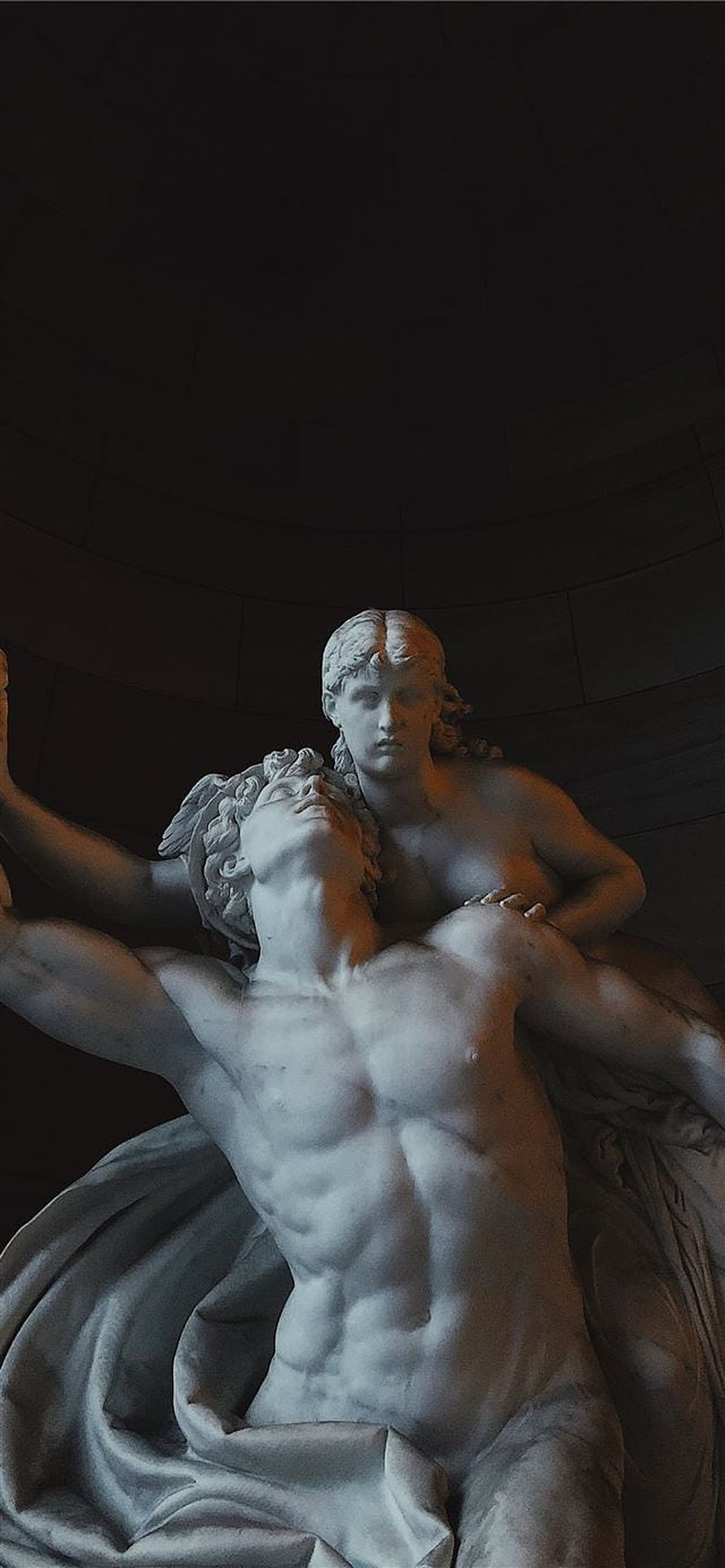 Dramatic Greek Mythology Marble Sculpture of a Fallen Hero and Female Figure HD phone wallpaper