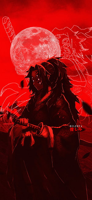 Akaza Upper Rank Three Demon Slayer Kimetsu no Yaiba Red Moon Anime Wallpaper HD phone wallpaper