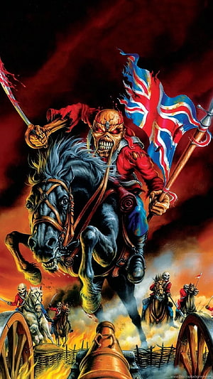 Zombie British Soldier on Horseback with Union Jack Flag in War HD phone wallpaper