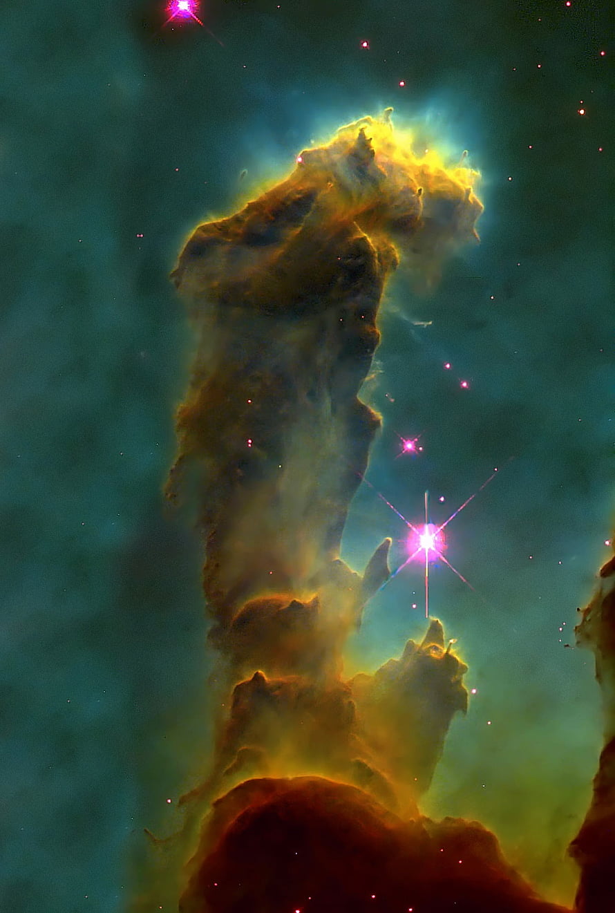 Pillars of Creation Nebula in Eagle Nebula with Bright Stars and Cosmic Dust HD phone wallpaper
