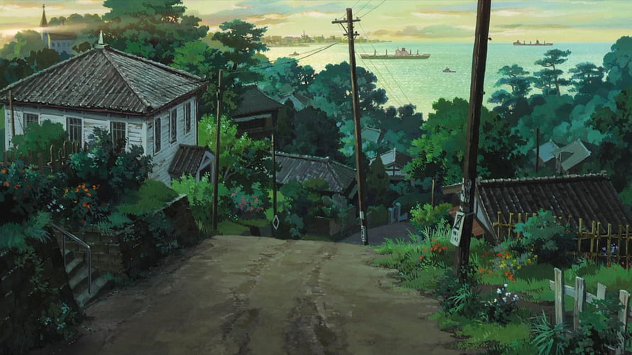 Spirited Away Bathhouse Village Scenic Background HD wallpaper