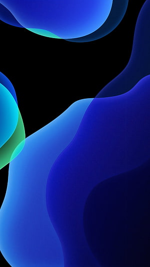 Abstract Blue and Teal Liquid Waves on Black Background HD phone wallpaper