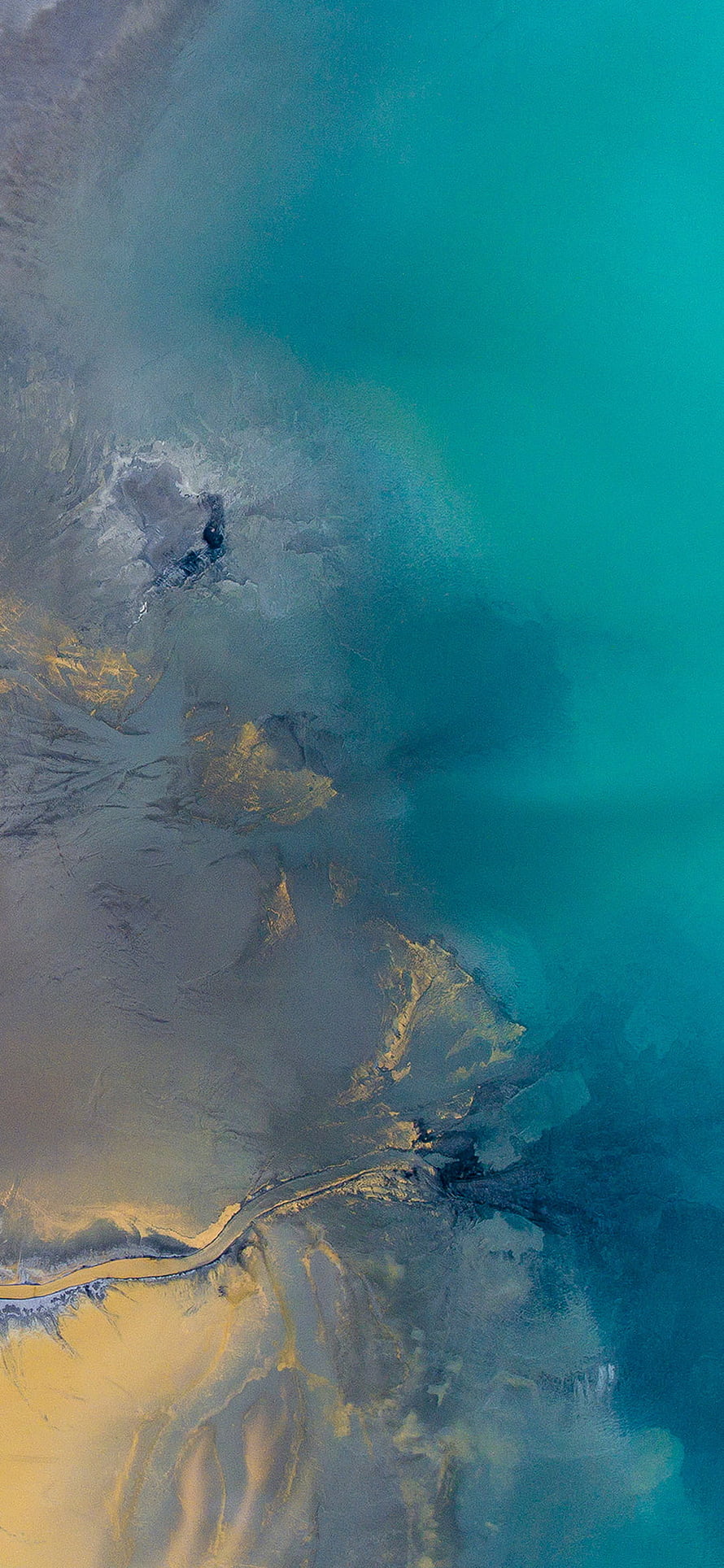 Aerial View of Turquoise Coastline and Sandy Shoreline from Above HD phone wallpaper