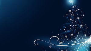 Dark Blue Christmas Background with Elegant Snowflakes and Swirling Light Effects HD wallpaper
