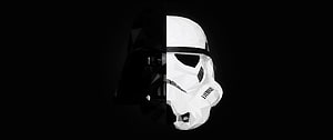 Star Wars Low Poly Darth Vader and Stormtrooper Split Face Artwork HD wallpaper