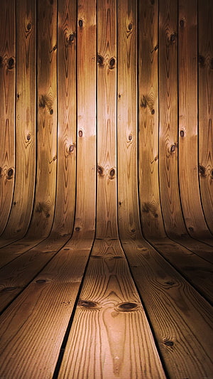 Warm Curved Pine Wood Planks with Natural Grain and Knots in a Cozy Interior Corner HD phone wallpaper