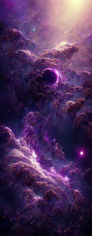 Mystical Purple Nebula With Glowing Black Hole And Cosmic Dust Clouds HD phone wallpaper