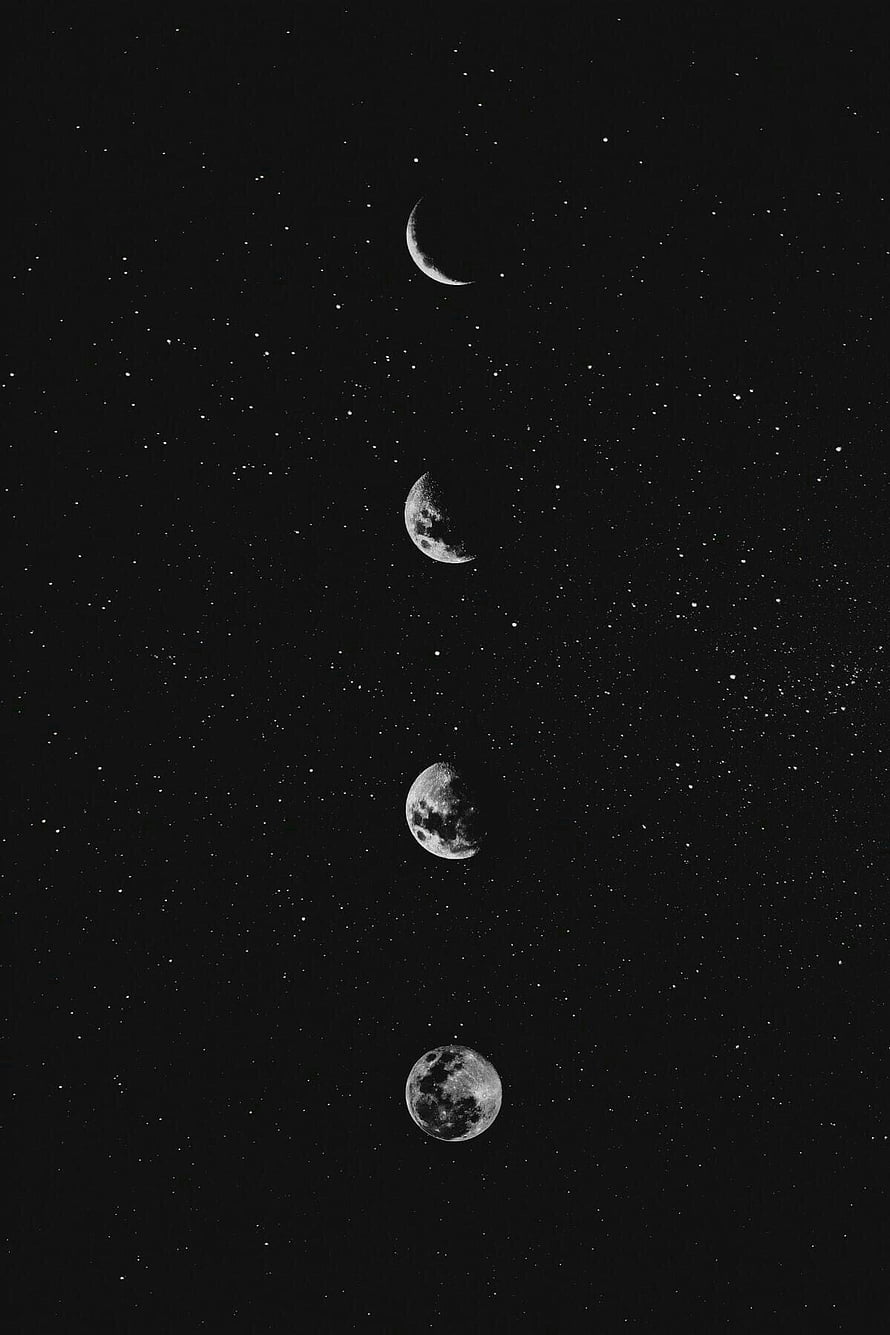 Vertical Lunar Phases Progression Against Starry Night Sky HD phone wallpaper