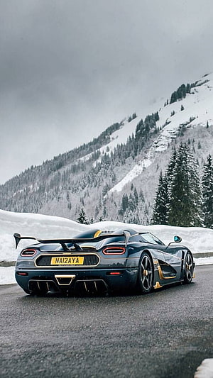 Koenigsegg Agera R Super Car Parked on Snowy Mountain Road HD phone wallpaper