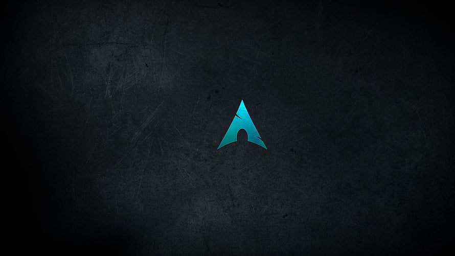 Arch Linux Minimalist Cyan Logo on Dark Textured Background HD wallpaper