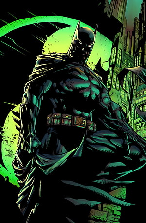 Batman Comic Art Wallpaper - Dark Knight in Gotham City with Green Moon, ArtStation - Batman, Sabrina Votano. Batman comic , Batman comic art, Batman artwork, DC Comic Book HD phone wallpaper