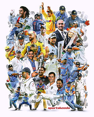 MS Dhoni Indian Cricket Team Captain Collage Wallpaper HD phone wallpaper