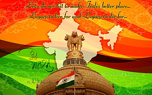India Independence Day Graphic Featuring Ashoka Chakra, National Flag, and Map Silhouette HD wallpaper