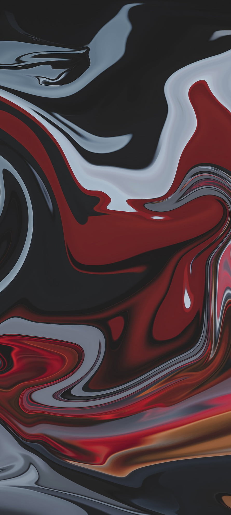 Abstract Liquid Metal Flow in Red, Black, and Silver HD phone wallpaper