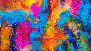 Vibrant Abstract Expressionism Acrylic Painting with Bold Colorful Brushstrokes HD wallpaper