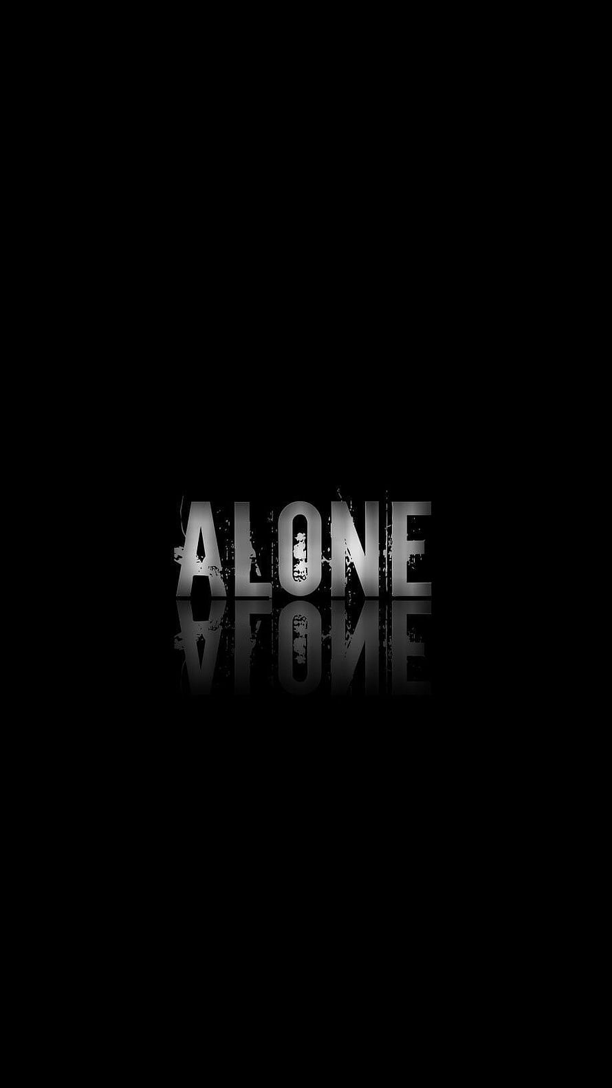 Minimalist Dark Typography with the Word Alone and Water Reflection HD phone wallpaper