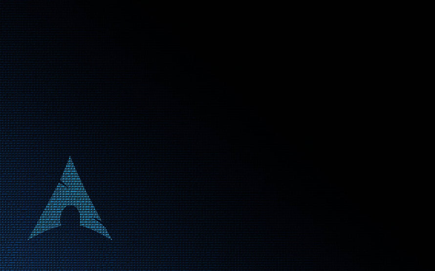 Arch Linux Minimalist Boot Screen with Glowing Blue Logo on Dark Background HD wallpaper