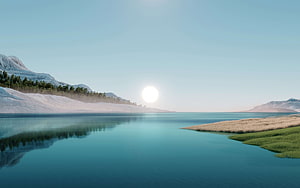 Serene Lake Sunrise with Snowy Mountains and Calm Water Reflections HD wallpaper
