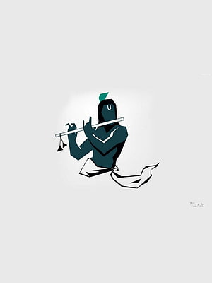 Minimalist Geometric Illustration of Lord Krishna Playing the Flute HD phone wallpaper