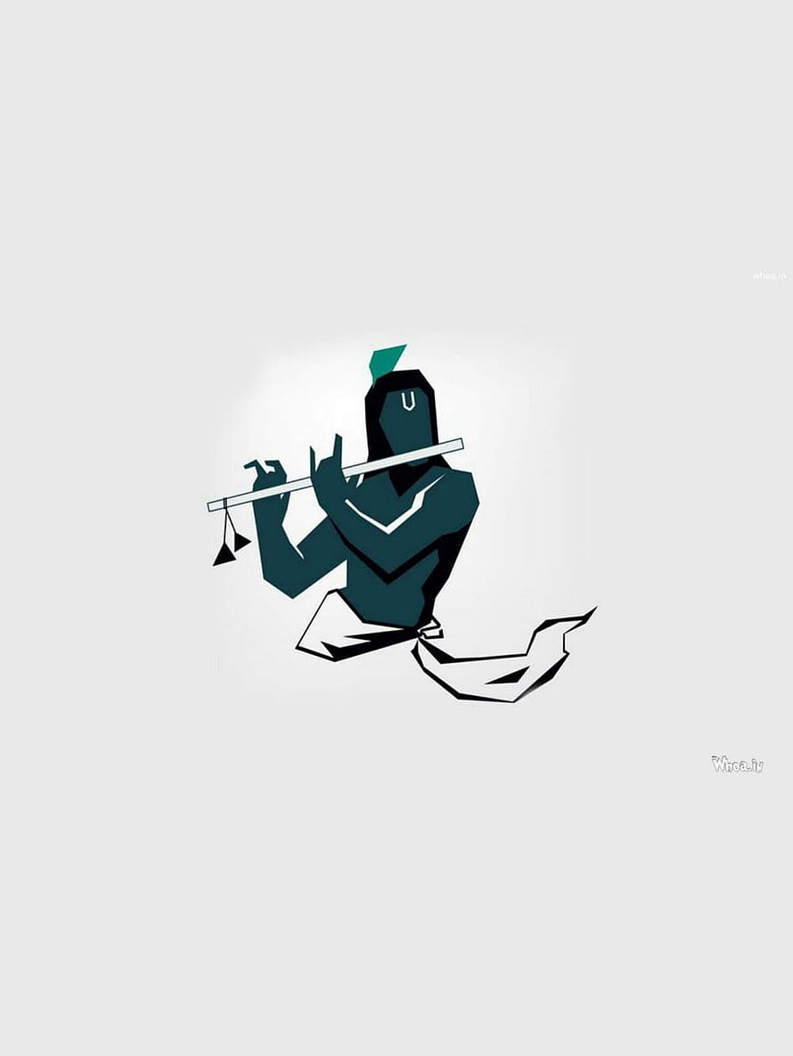 Minimalist Geometric Illustration of Lord Krishna Playing the Flute HD phone wallpaper