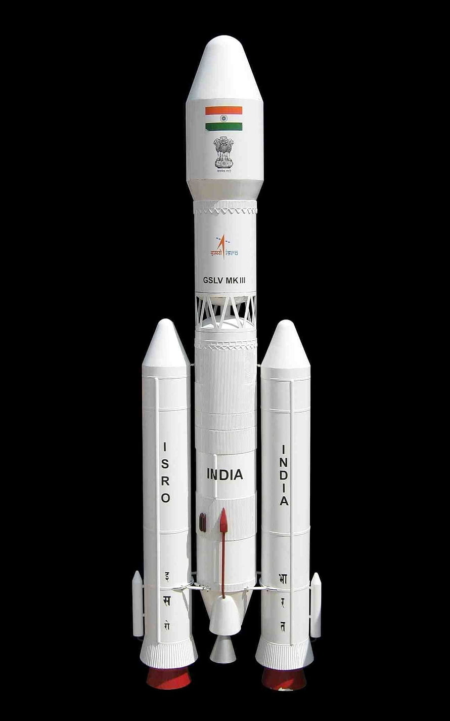 ISRO GSLV Mk III Launch Vehicle with Indian Flag and Emblem on Black Background HD phone wallpaper