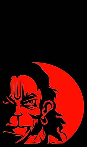 Bajrangbali Red Silhouette Portrait Against Black Background HD phone wallpaper