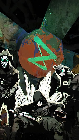 Arcane Firelight Gang Members with Glowing Green Eyes and Emblem HD phone wallpaper