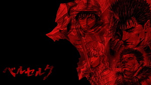 Berserk Anime Characters Red Silhouette Wallpaper HD wallpaper