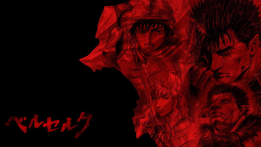 Berserk Anime Characters Red Silhouette Wallpaper HD wallpaper