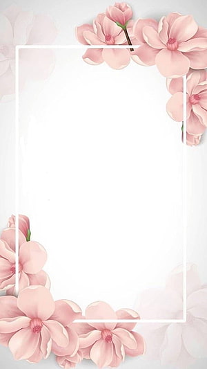 Soft Pink Floral Frame with White Border and Delicate Blossoms on Light Background HD phone wallpaper