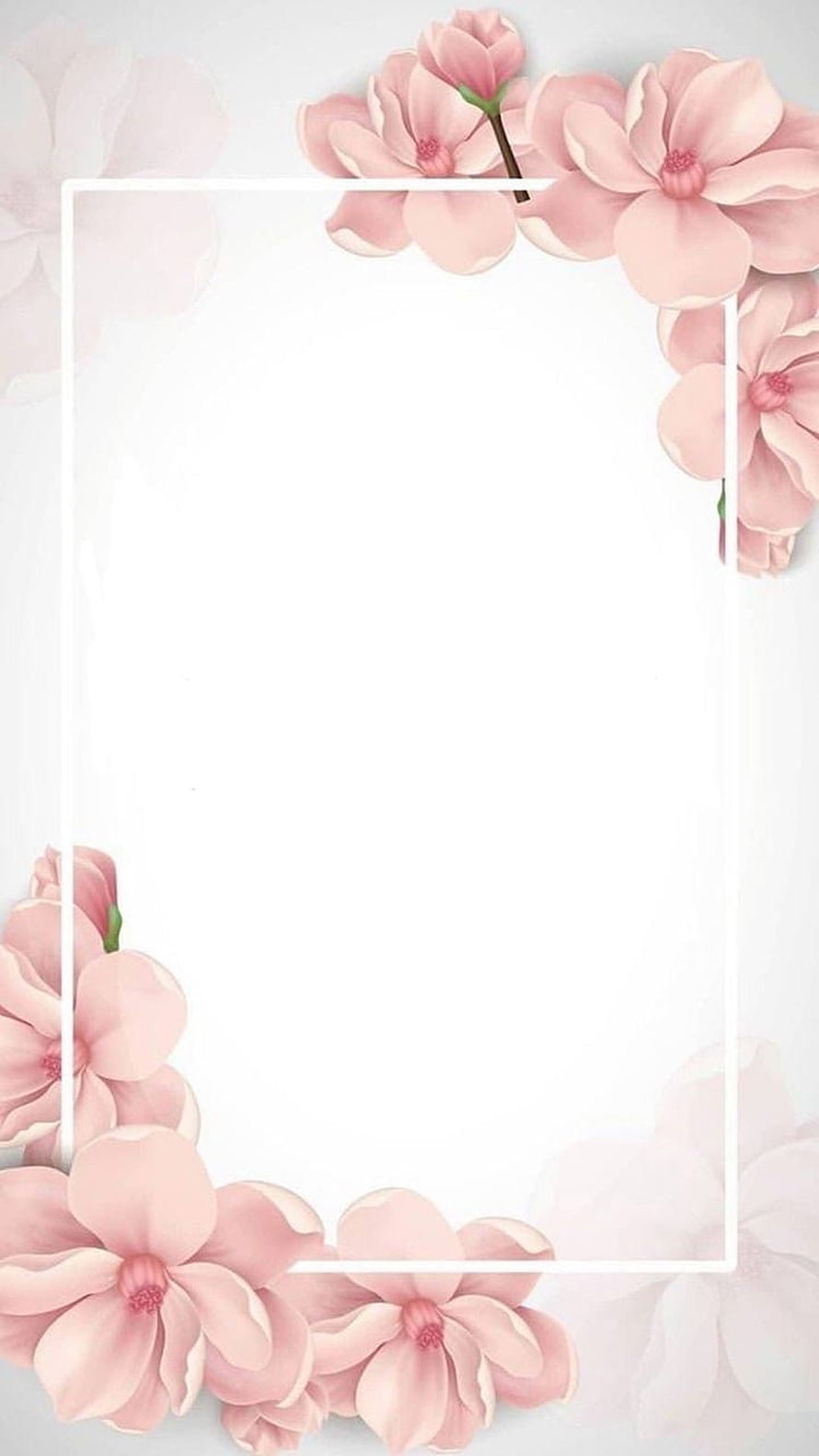 Soft Pink Floral Frame with White Border and Delicate Blossoms on Light Background HD phone wallpaper