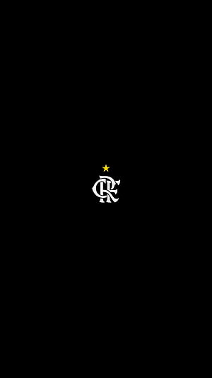 Minimalist Black Background With White Interlocking CRF Monogram And Gold Star Emblem HD phone wallpaper